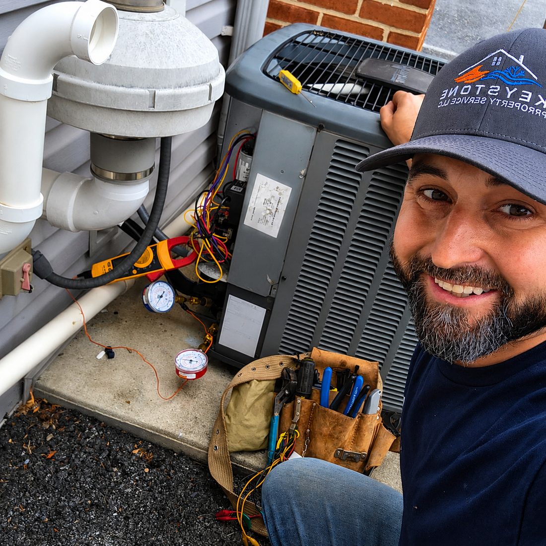 Josh Demko, owner of Keystone Property Service, on an HVAC job site